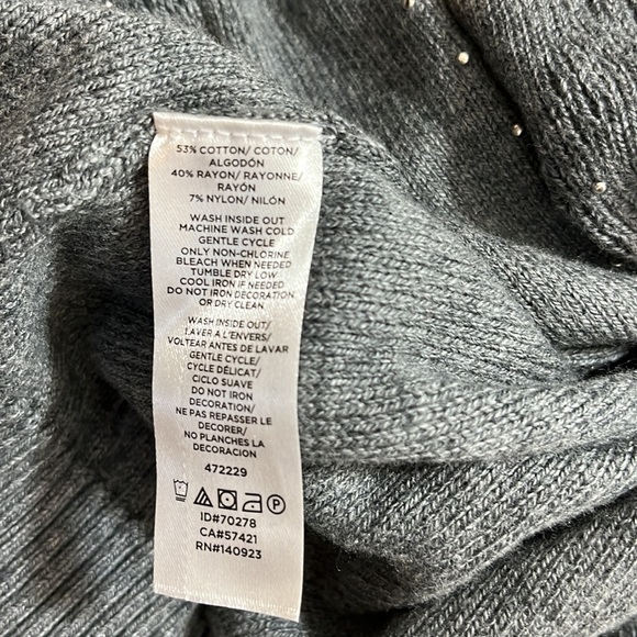 The Loft Outlet Gray Cable Knit Sweater with Pearls Long Sleeve Sz S - Picture 6 of 11